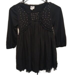 Disney D-Signed Girls Black Sparkly Blouse – Long Sleeve, Size M –Cute & Stylish